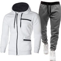 Men's Solid Color Sports Casual Jacquard Sweatshirt Fleece Hooded Cardigan Men's Suit