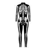 Skeleton Digital Women's Printed Wear Tight Long Sleeve Jumpsuit