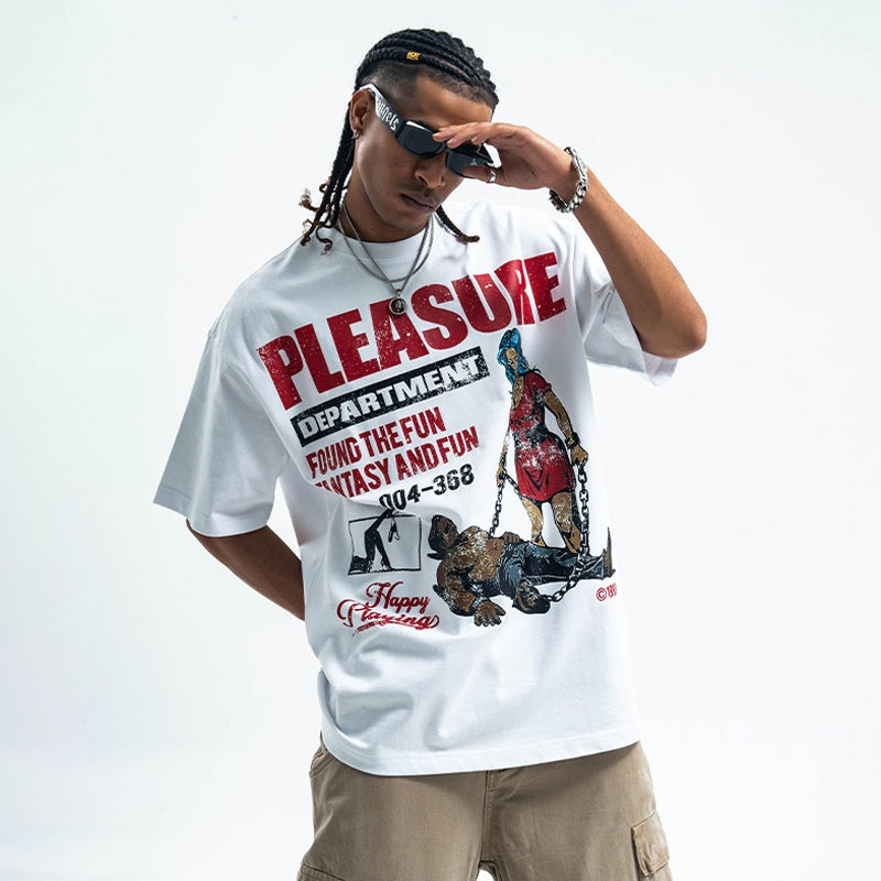 Letter Printed Pure Cotton Loose Short Sleeve T-shirt Top