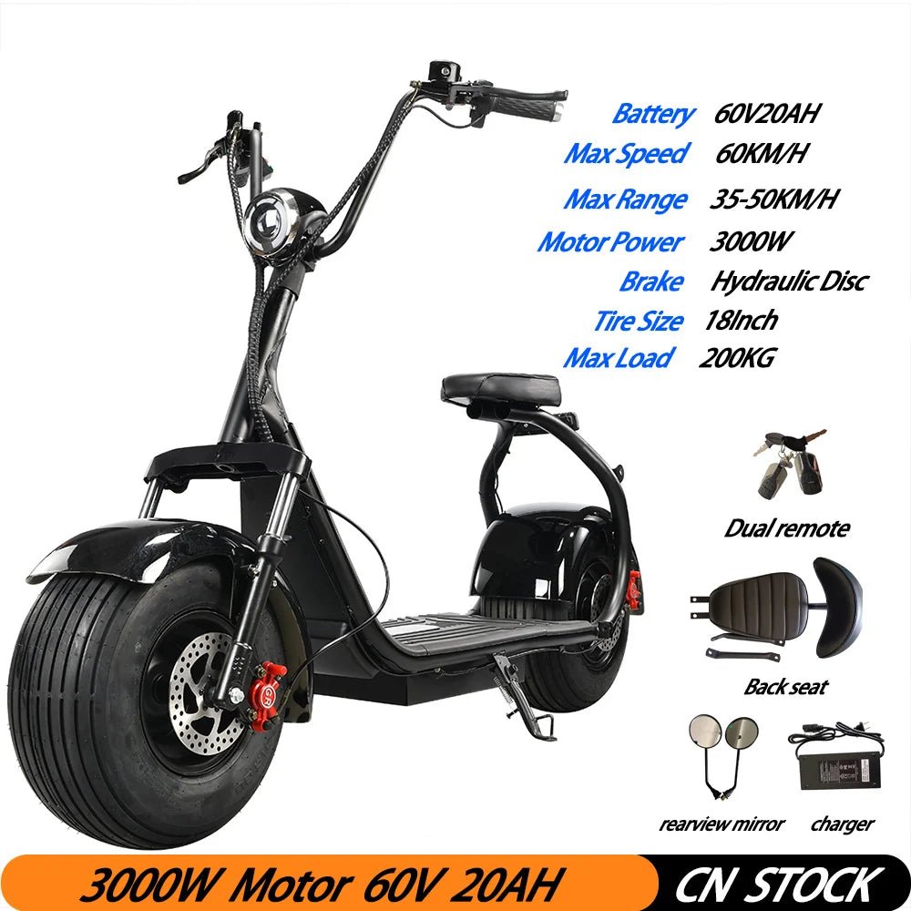 eHooda Fat Tire Electric Kick Scooter 3000W 60V Motor Max Speed 34Miles/H Max Load 200KG Adult Electric E Scooter EB 04 bright black eHooda Fat Tire Electric Kick Scooter 3000W 60V Motor Max Speed 34Miles/H Max Load 200KG Adult Electric E Scooter - shop_name