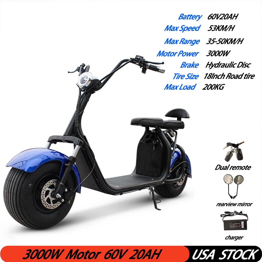 eHooda Fat Tire Electric Kick Scooter 3000W 60V Motor Max Speed 34Miles/H Max Load 200KG Adult Electric E Scooter X7 bright blue eHooda Fat Tire Electric Kick Scooter 3000W 60V Motor Max Speed 34Miles/H Max Load 200KG Adult Electric E Scooter - shop_name