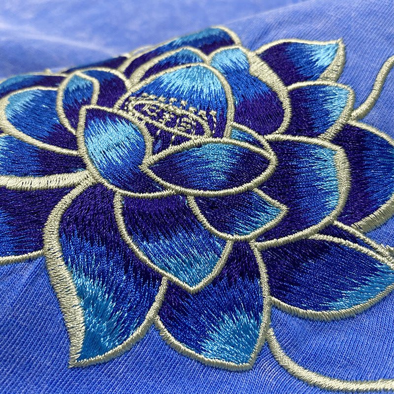 Embroidered Crew Neck Short Sleeve Loose Men's T-shirt Blue Embroidered Crew Neck Short Sleeve Loose Men's T-shirt - shop_name