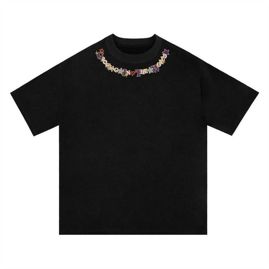 Embroidered Letter Crew Neck T-shirt Men - Update Avenue 