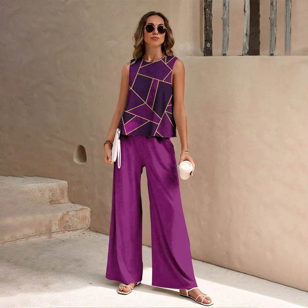 European And American Fashion Nation Geometric Vest Pants Suit - Update Avenue 