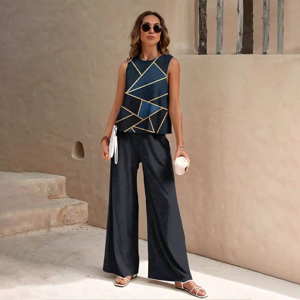 European And American Fashion Nation Geometric Vest Pants Suit - Update Avenue 