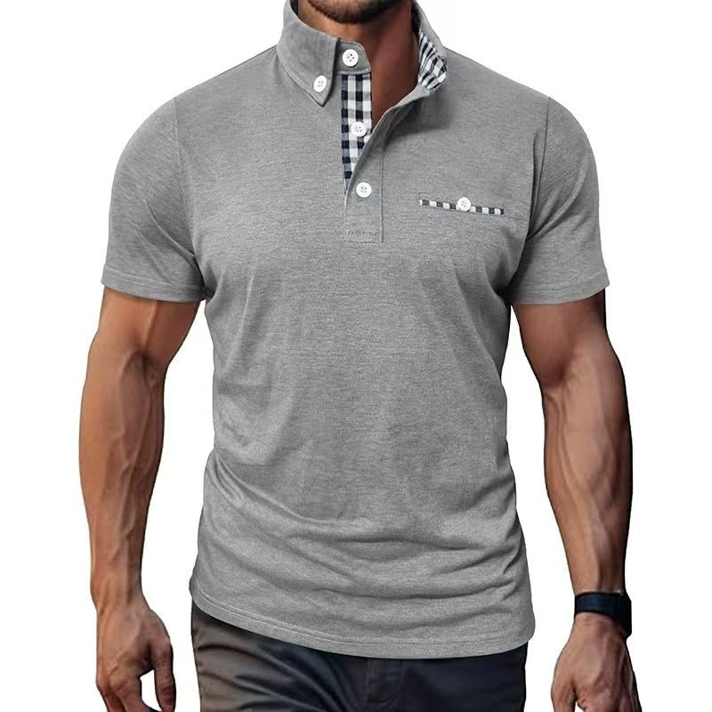 European And American Style Men's Clothing Plaid Short - sleeved Top Light Gray European And American Style Men's Clothing Plaid Short - sleeved Top - shop_name