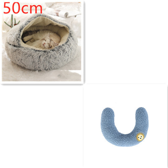 2 In 1 Dog And Cat Bed Pet Winter Bed Round Plush Warm Bed House Soft Long Plush Pets Bed Pet Products null