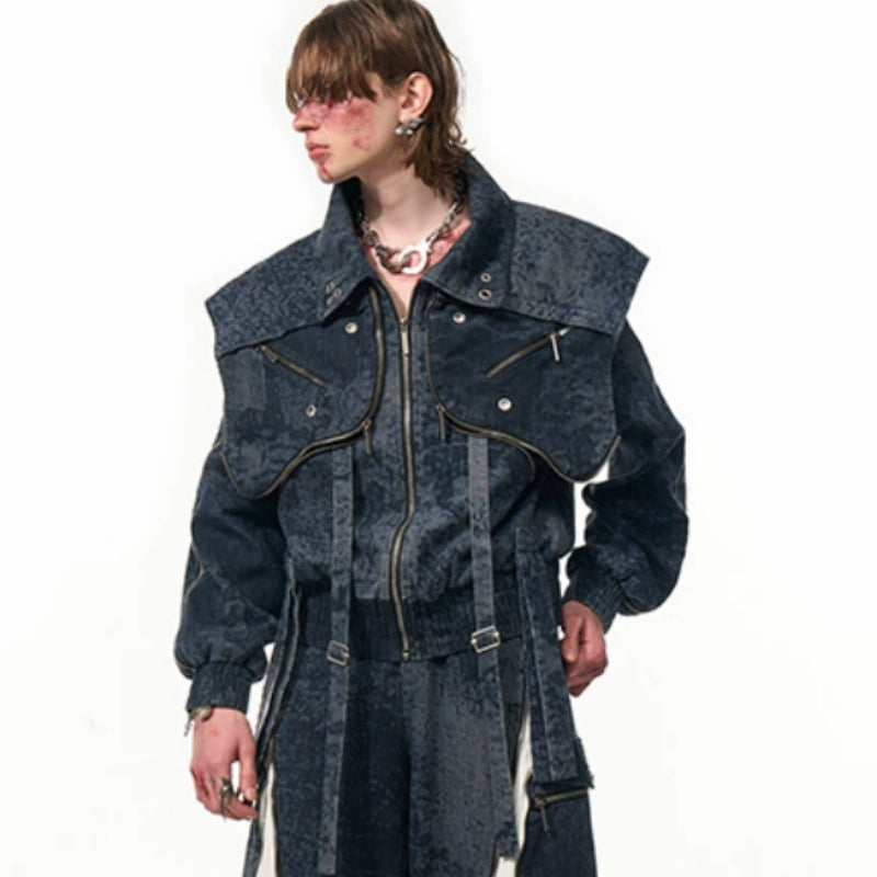 Zipper Structure Stitching Design Sense Machete Jeans