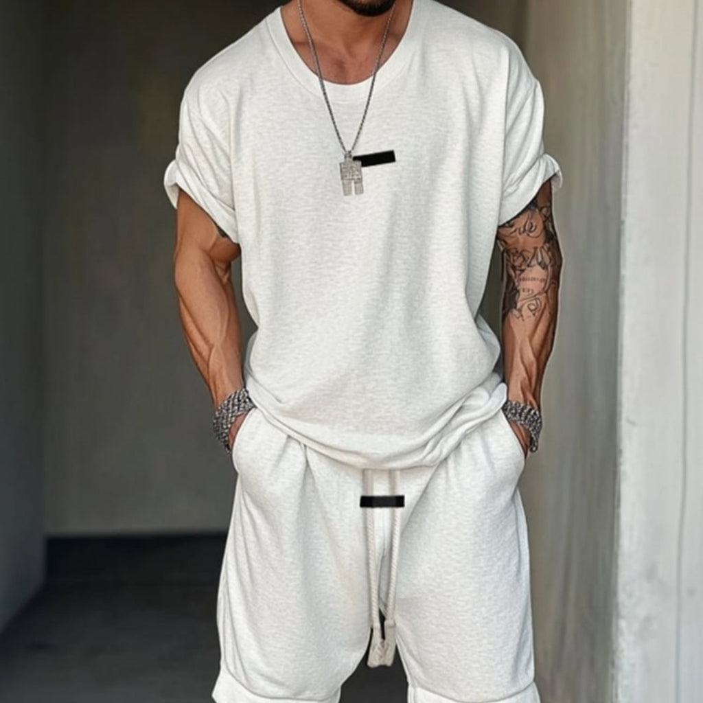 Men's European And American Fashion T-shirt Shorts Letter Printing Suit