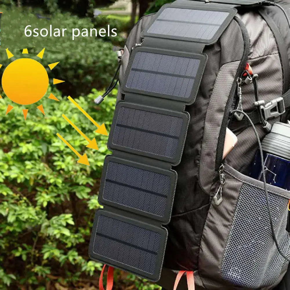 Outdoor Folding Solar Panel Charger Portable 5V 2.1A USB Output Devices Camp Hiking Backpack Travel Power Supply For Smartphones null