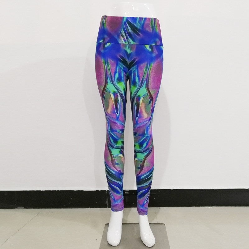 Colorful Sequin Print Gym High Waist Pants null