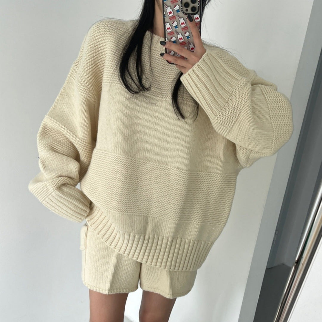 Fit Long Sleeve Sweater High Waist Wide Leg Shorts null