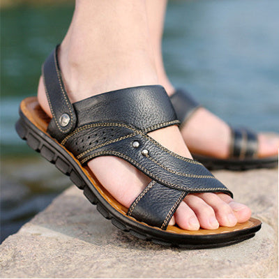 Men Sandals Summer Beach Shoes Adjustable Back Strap Design Slippers Slides null