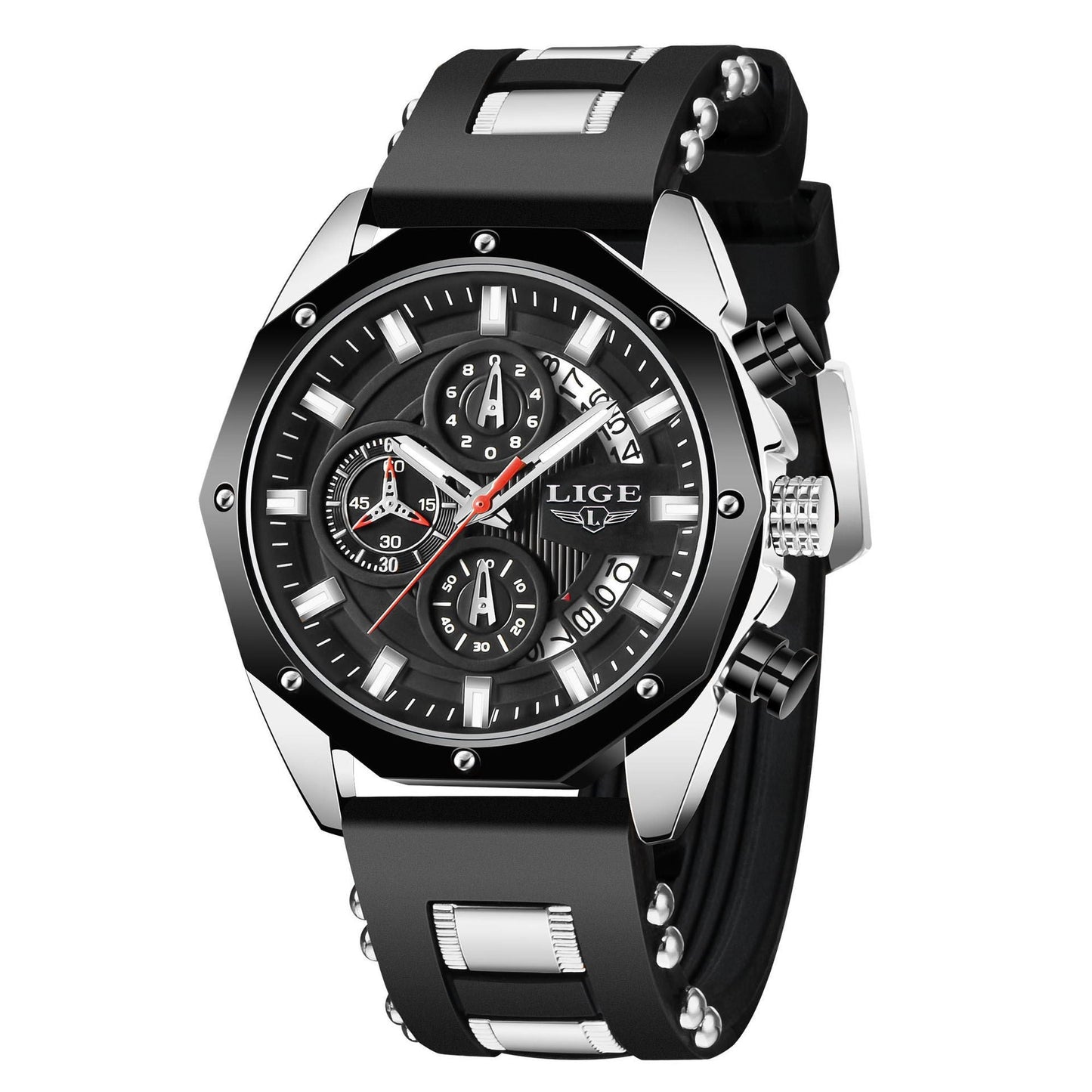 Fashion Mens Watches Top Brand Luxury Silicone Sport Watch Men Quartz Date Clock Waterproof Wristwatch Chronograph null