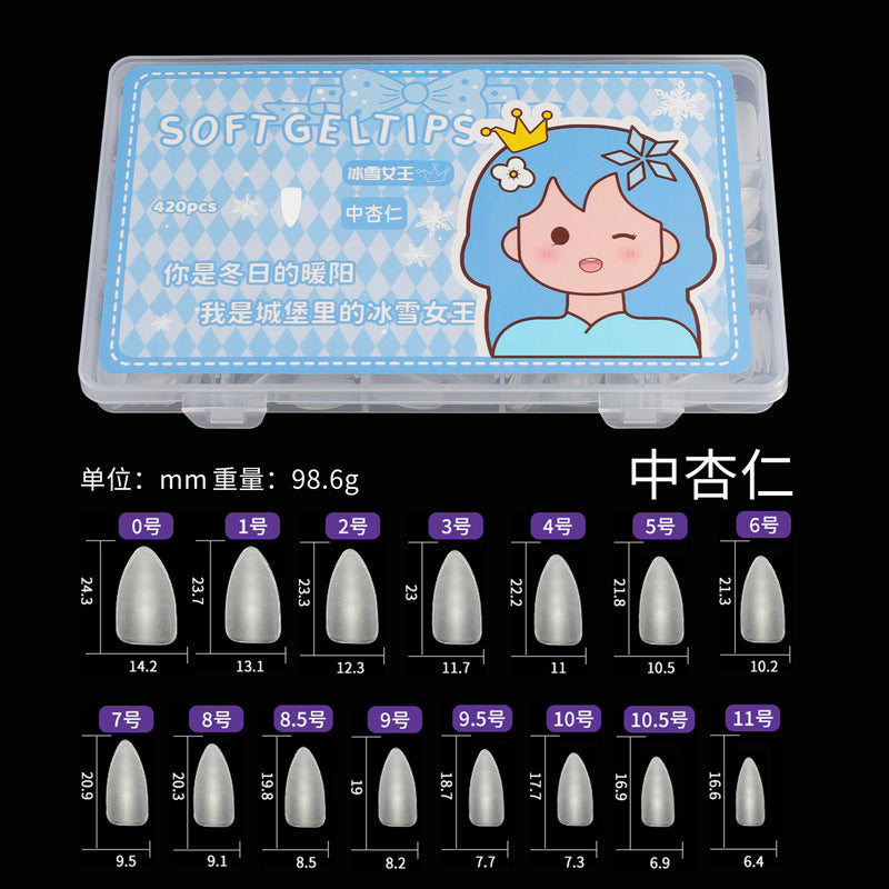 Ultra-short Frosted Nail Tips Ultra-thin Seamless Water Drop Almond Carving-free Grinding