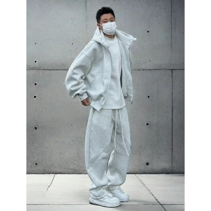 Thickened Casual Sportswear Set For Men Loose Fitting Hooded Jacket And Matching Pantstwo Piece Set