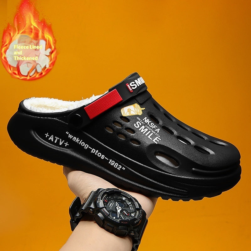 Men's Fleece-Lined Warm Indoor Cotton Slippers