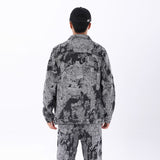 Mens Sophisticated Embossed Denim Jacket For Spring And Autumn In A Casual American Style back view relaxed fit cotton denim jacket