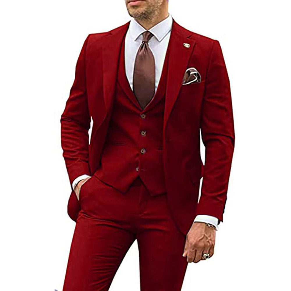 Men's Three-piece Slim-fit Dovetail Groom Dress