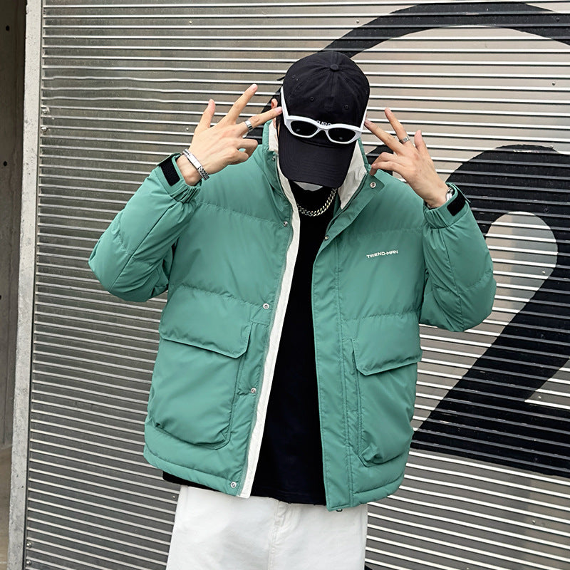 Doudoune Homme Col Montant Style Hong Kong Chaud Décontracté Hiver