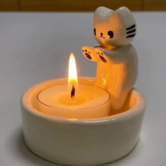 Cartoon Kitten Candle Holder Heating Decoration null