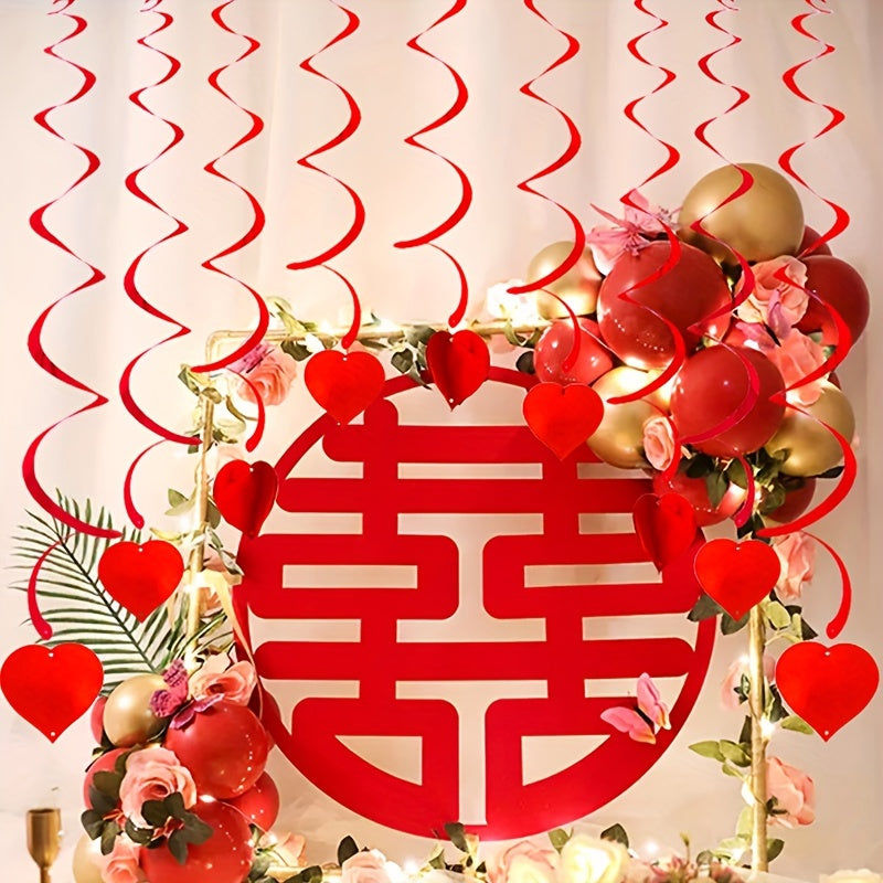 6pcs Heart Spiral Hanging Decorations - Perfect for Holiday Parties & Celebrations, Perfect for Winter, New Year