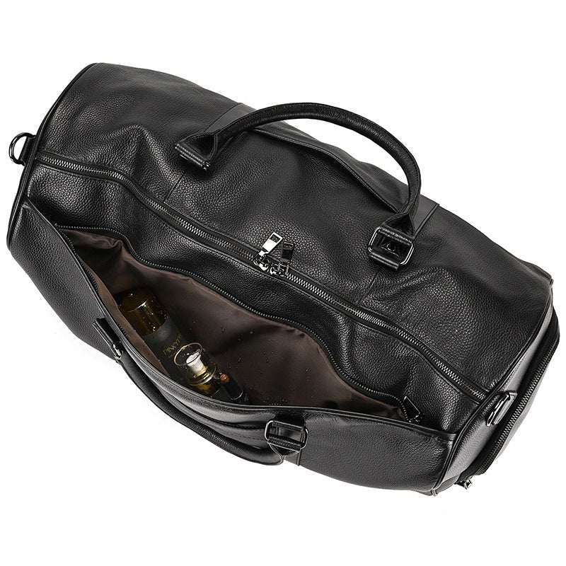 Men's Real-leather Traveling Black Gym Bag null