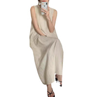 Elegant Midi Round-neck Sleeveless Vest Dress