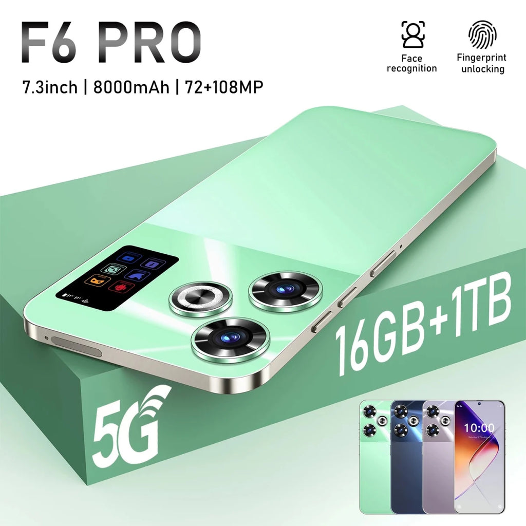 F6 Pro Android 14 Gaming Phone 1TB Storage 144Hz Refresh Rate 5G LTE Snapdragon 800 Series Octa Core 108MP Camera 60W Fast Green F6 Pro Android 14 Gaming Phone 1TB Storage 144Hz Refresh Rate 5G LTE Snapdragon 800 Series Octa Core 108MP Camera 60W Fast - shop_name