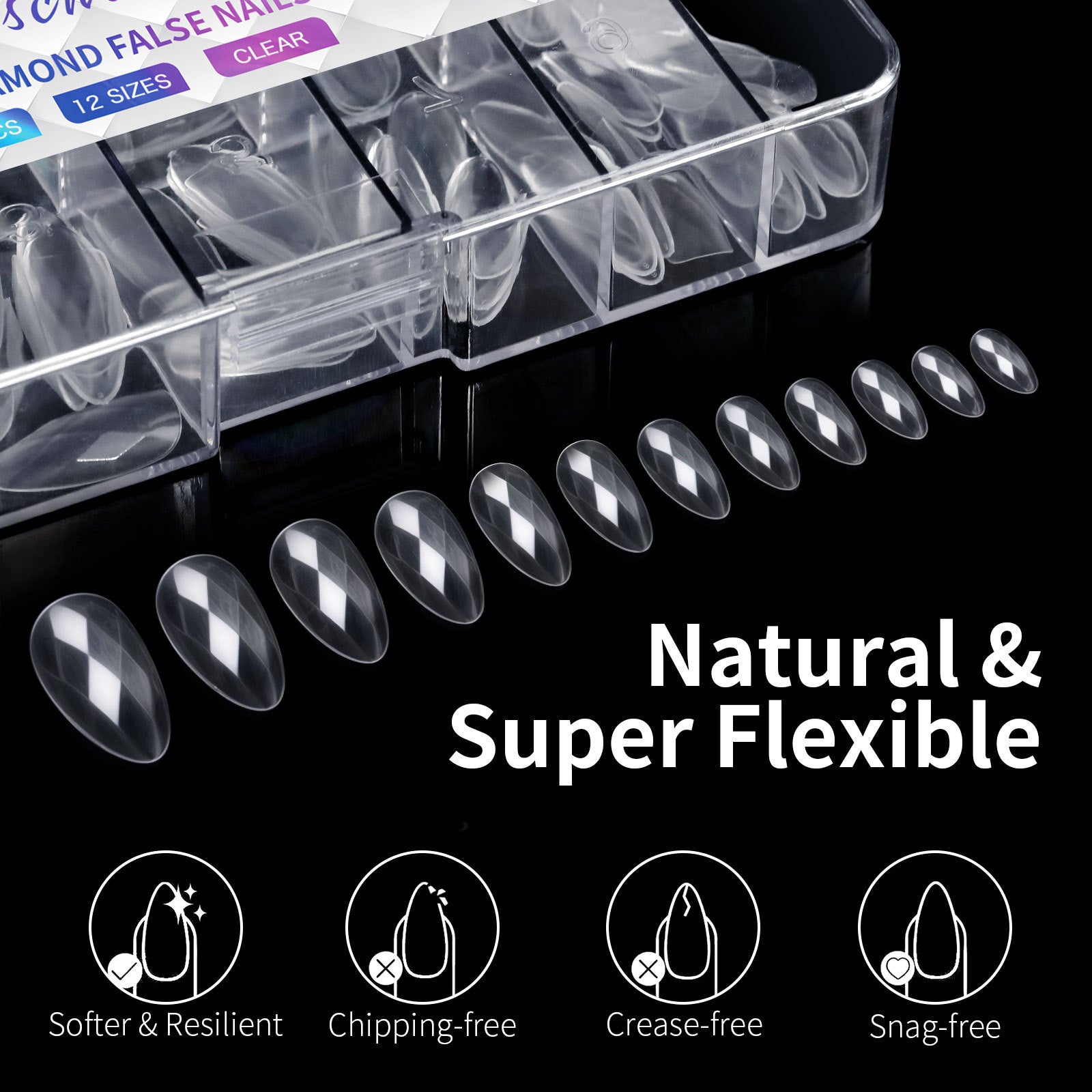 3D Diamond Wear Long Shaping Nail Tip