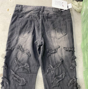 Stitching Wide Leg Jeans Embroidered Men And Women