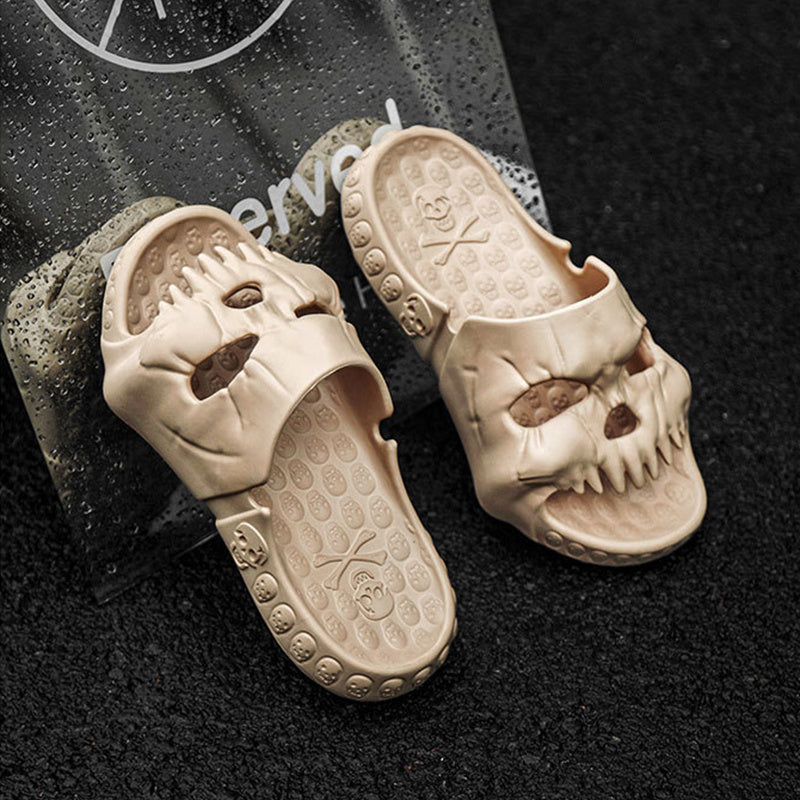 Personalized Skull Design Halloween Slippers Bathroom Indoor Outdoor Funny Slides Beach Shoes null