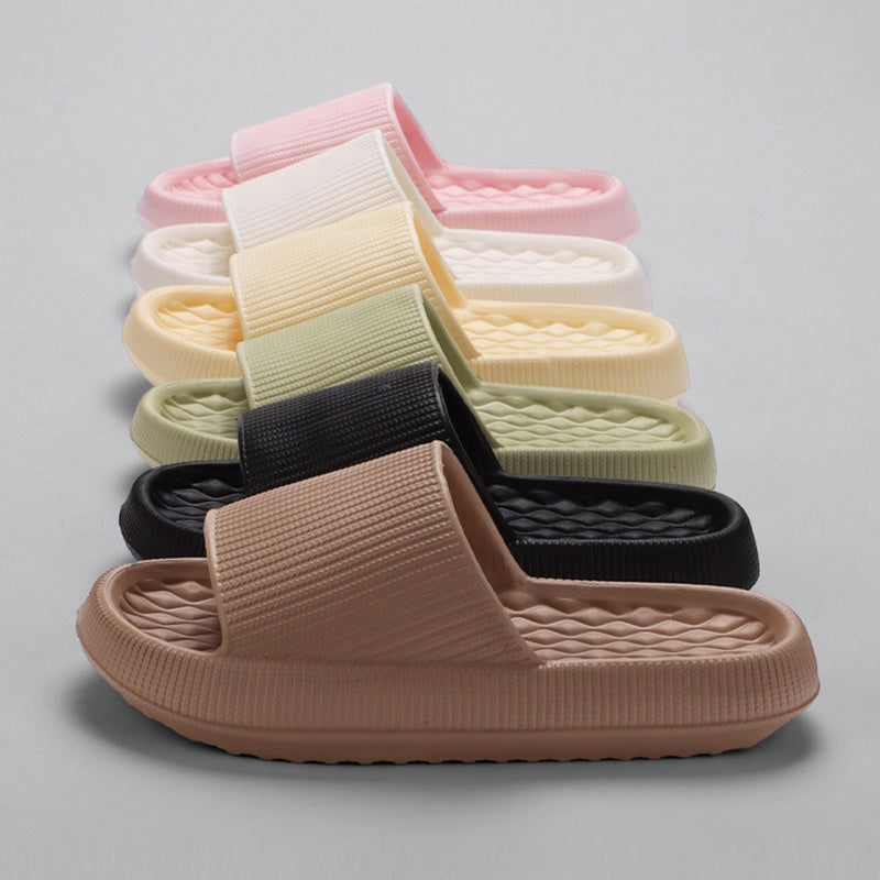 Summer EVA Slippers Solid Color Rhombus Stripe Anti-slip Slippers New Women's Home Shoes null