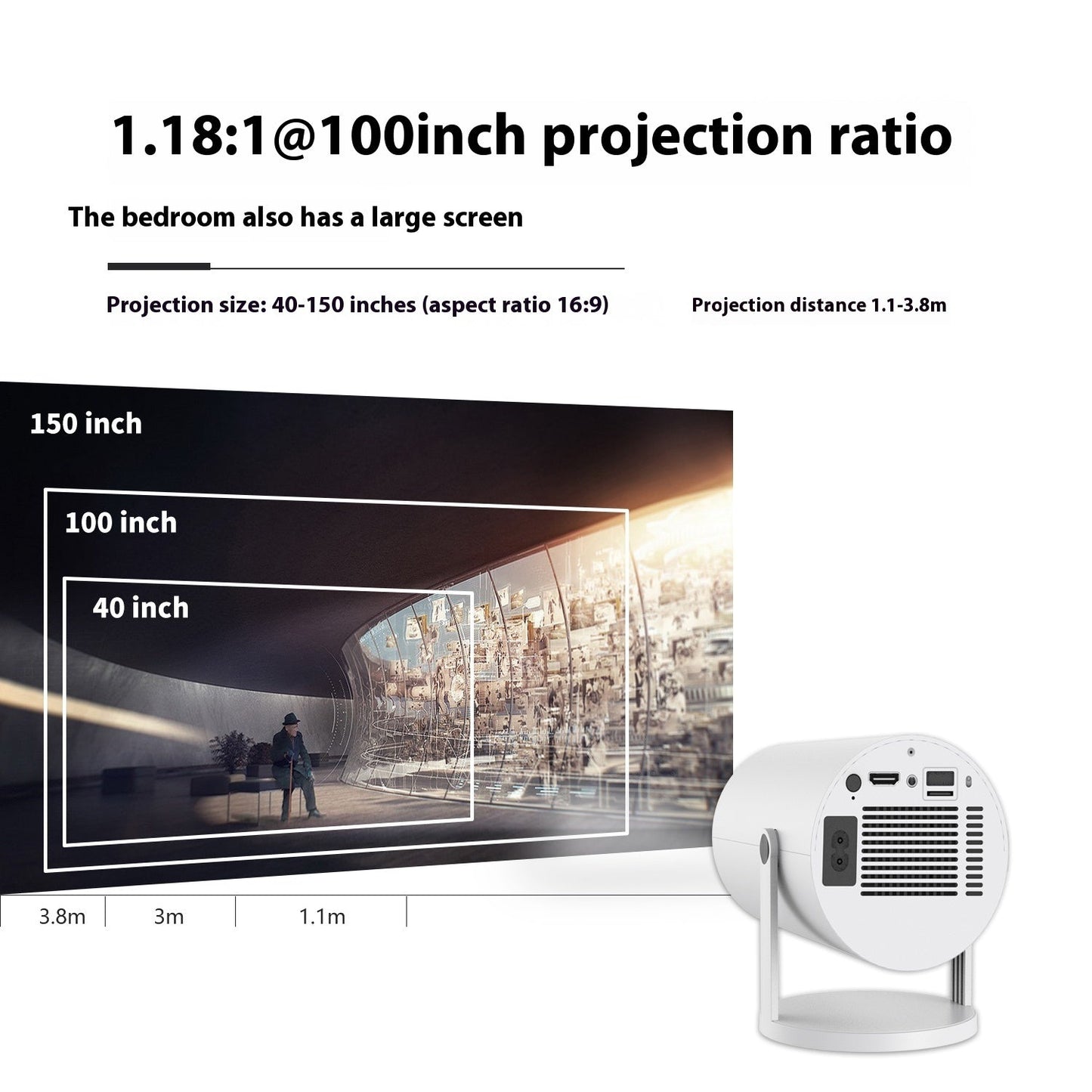 Portable Projector Small Straight Projector For Home Use 180 Degrees Projection Angle Automatic Focus Home Video Projector null