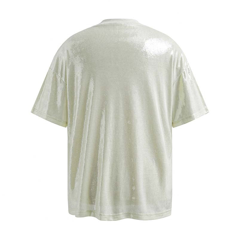 High Street American Martial Arts Character Chain Cross Printed Short Sleeve T-shirt Men