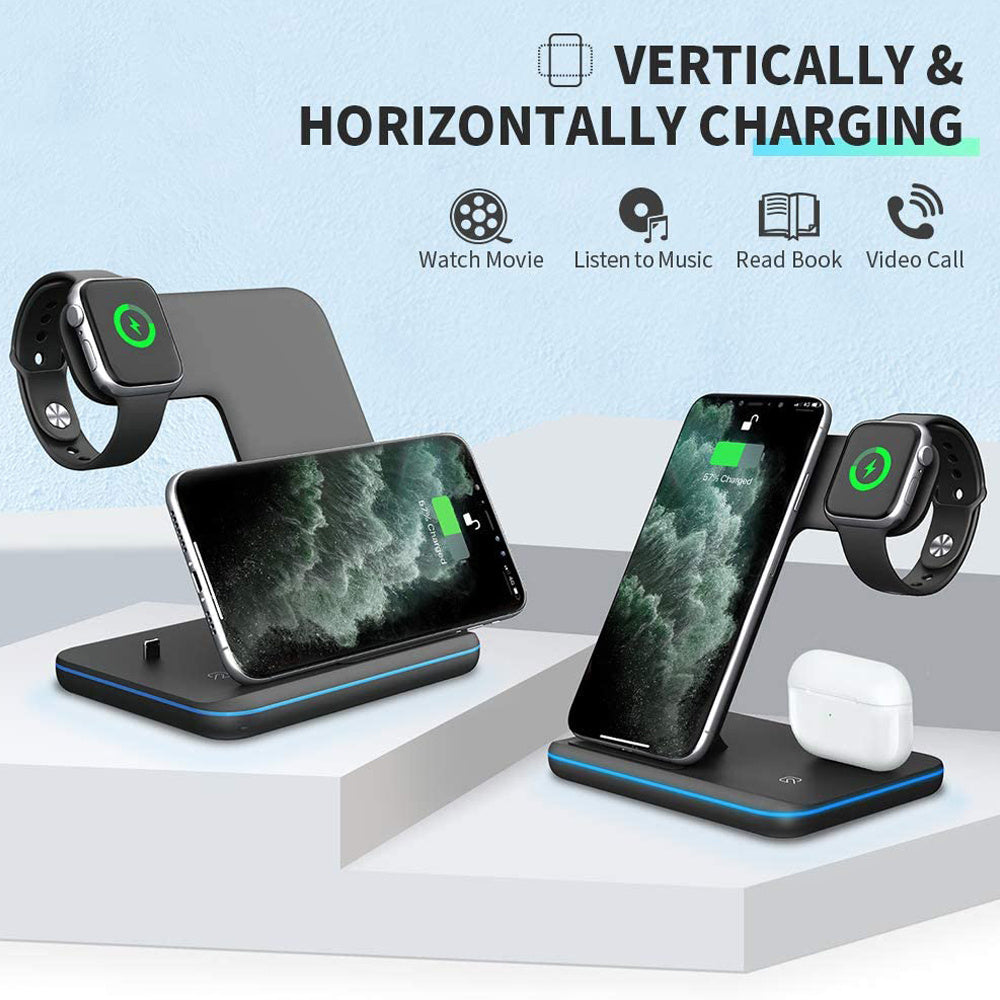 Compatible Mobile Phone Watch Earphone Wireless Charger 3 In 1 Wireless Charger Stand null