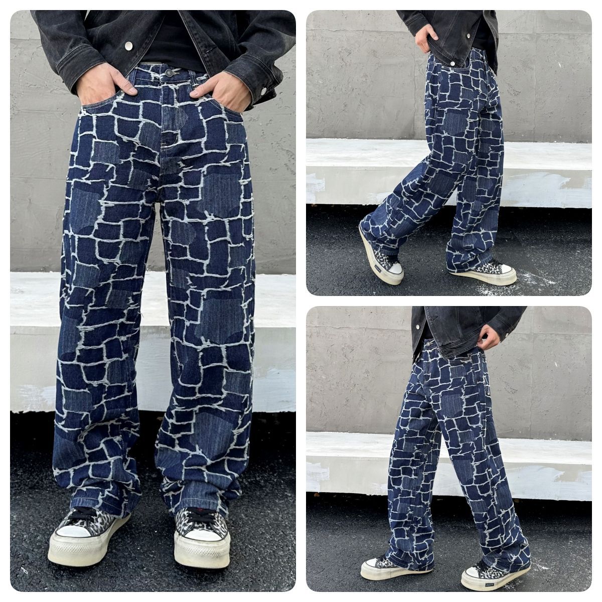 Loose Wide Leg Straight Jeans Men's And Women's Casual Design Sense