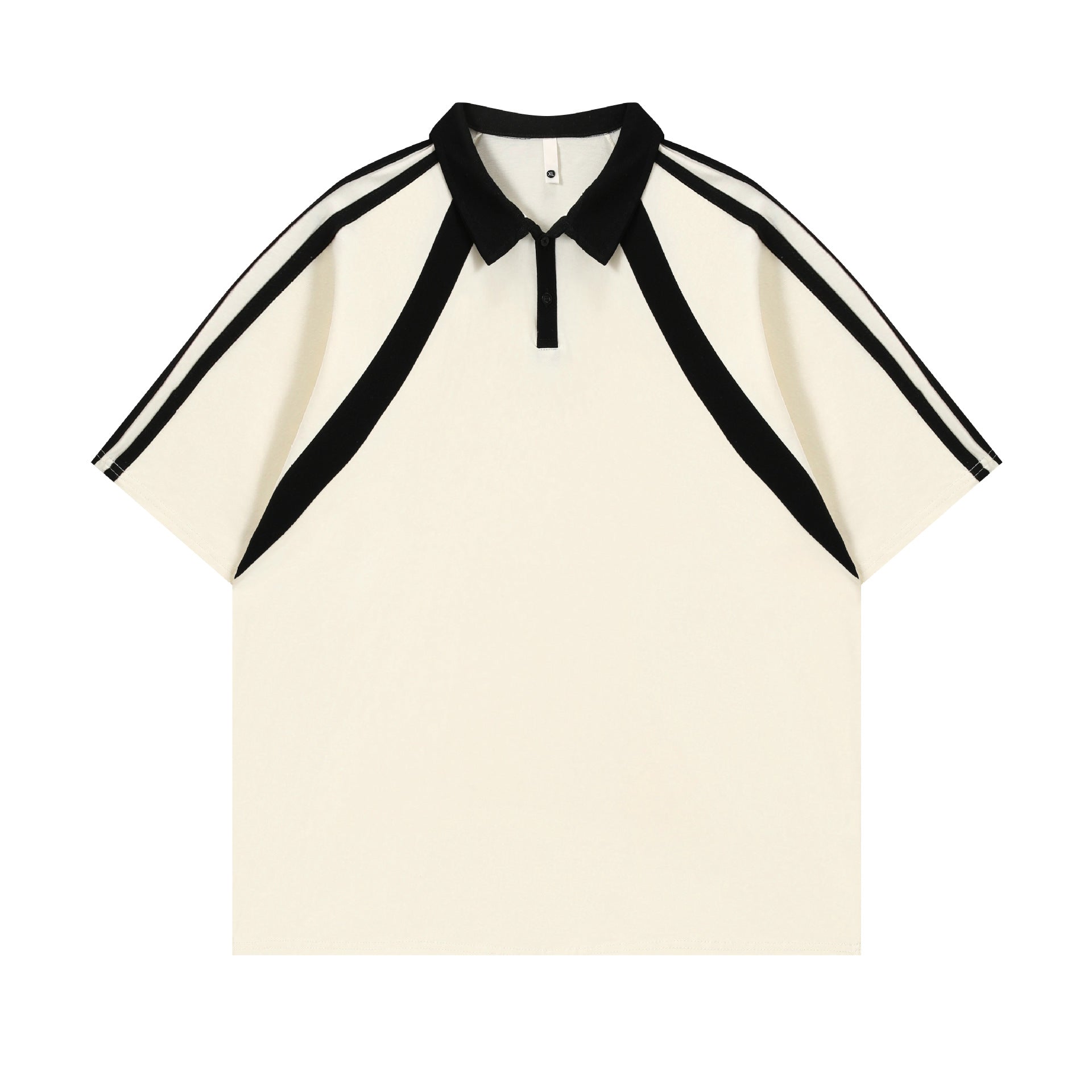 Contrast Color Short-sleeved Cotton Polo Shirt Lapel