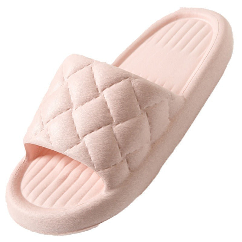 New Rhombus Home Slippers Summer Non-slip Floor Bathroom Slipper Lightweight Simple House Shoes For Women Men null