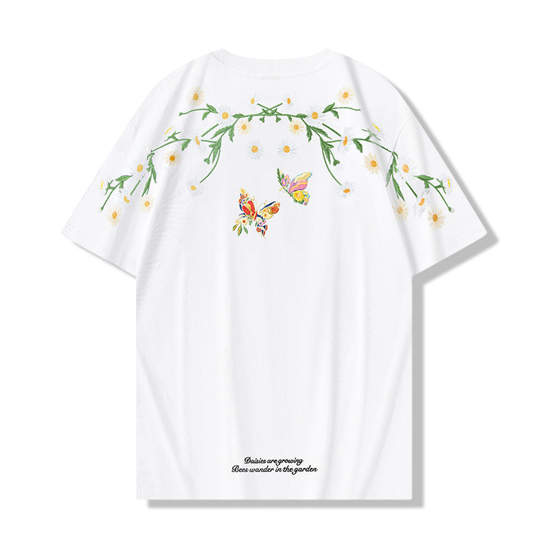 New National Fashion Short-sleeved T-shirt Butterfly Light Changing Chinese Style