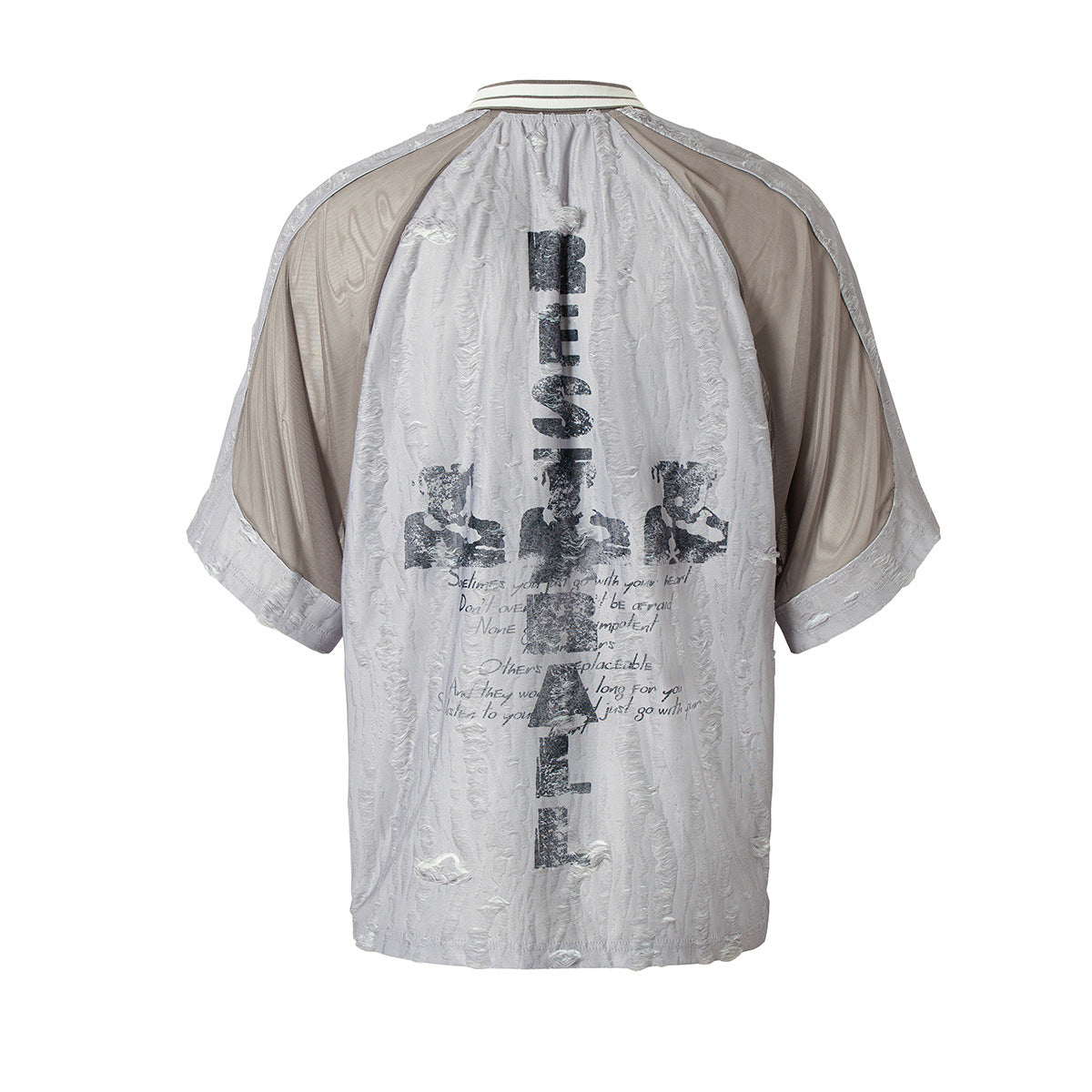 Men's Jersey Damaged Stitching Sweatshirt Lapel T-shirt