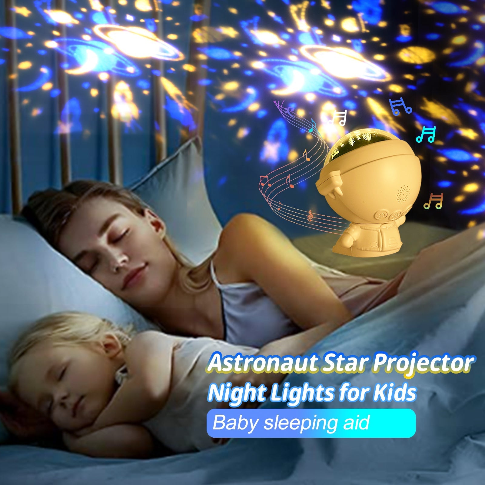 Galaxy Star Projector Starry Sky Night Light Astronaut Lamp Room Decr Gift Child Kids Baby Christmas Spaceman Projection null