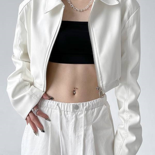 American-style Vintage Long-sleeve Lapel Leather Jacket