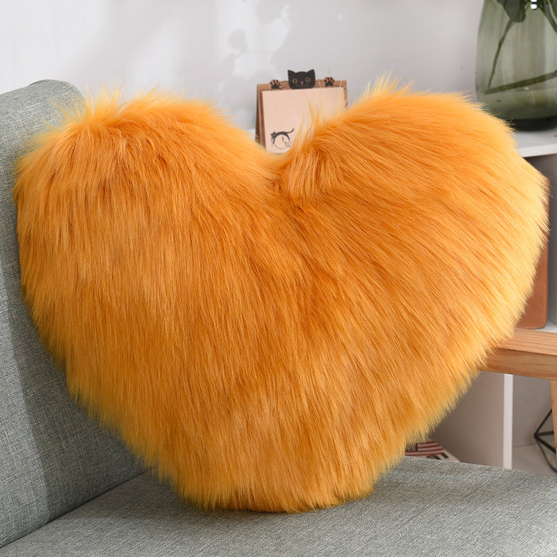 Throw Pillows Heart Shape Long Plush Fluffy Shaggy Cushion Cover Sofa Cushions Decorative Pillow Covers Pillowcase White null