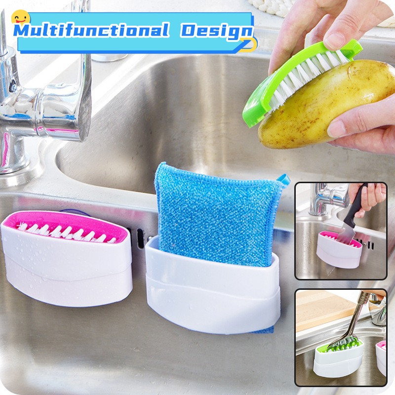 Creative Kitchen Knife And Fork Chopsticks Cleaning Brush With Suction Cup Fruit And Vegetable Cleaning Brush Kitchen Cleaning Brush on sink