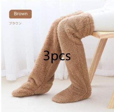 Over Knee High Fuzzy Long Socks Winter Warm Cold Leg Knee Joint Cold-proof Stockings Home Floor Sleeping Socks null