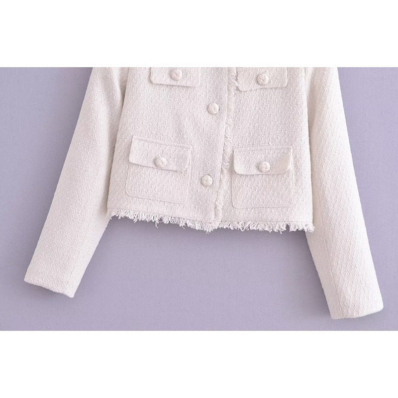 Solid Color Fashion All-match Woolen Jacket null