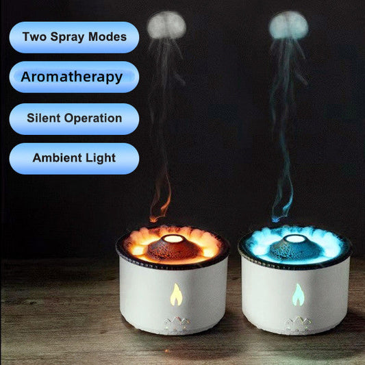 New Creative Ultrasonic Essential Oil Humidifier Volcano Aromatherapy Machine Spray Jellyfish Air Flame Humidifier Diffuser null