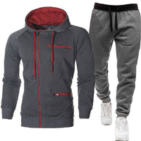 Men's Solid Color Sports Casual Jacquard Sweatshirt Fleece Hooded Cardigan Men's Suit