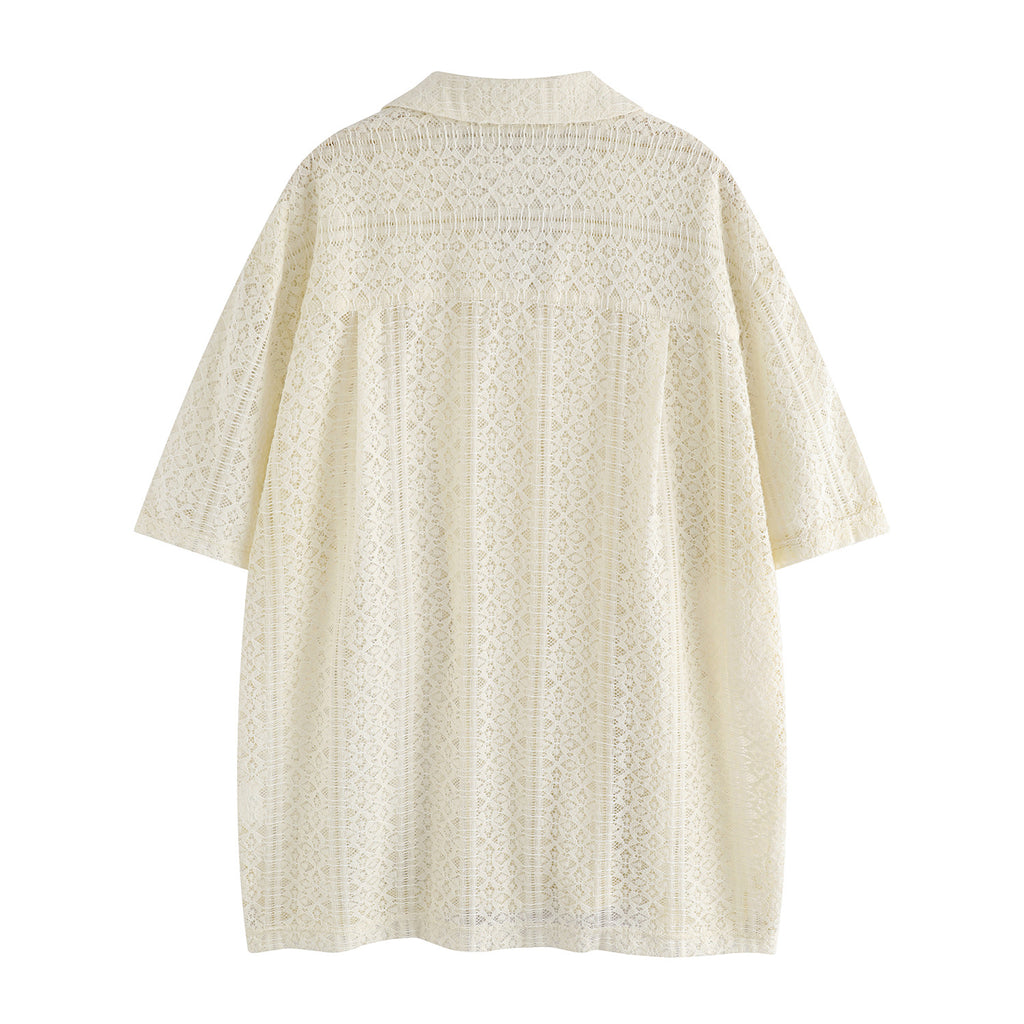 American Summer Beach Landscape Printing Ruffle Handsome Stylish Flow Loose Casual And Comfortable T-shirt